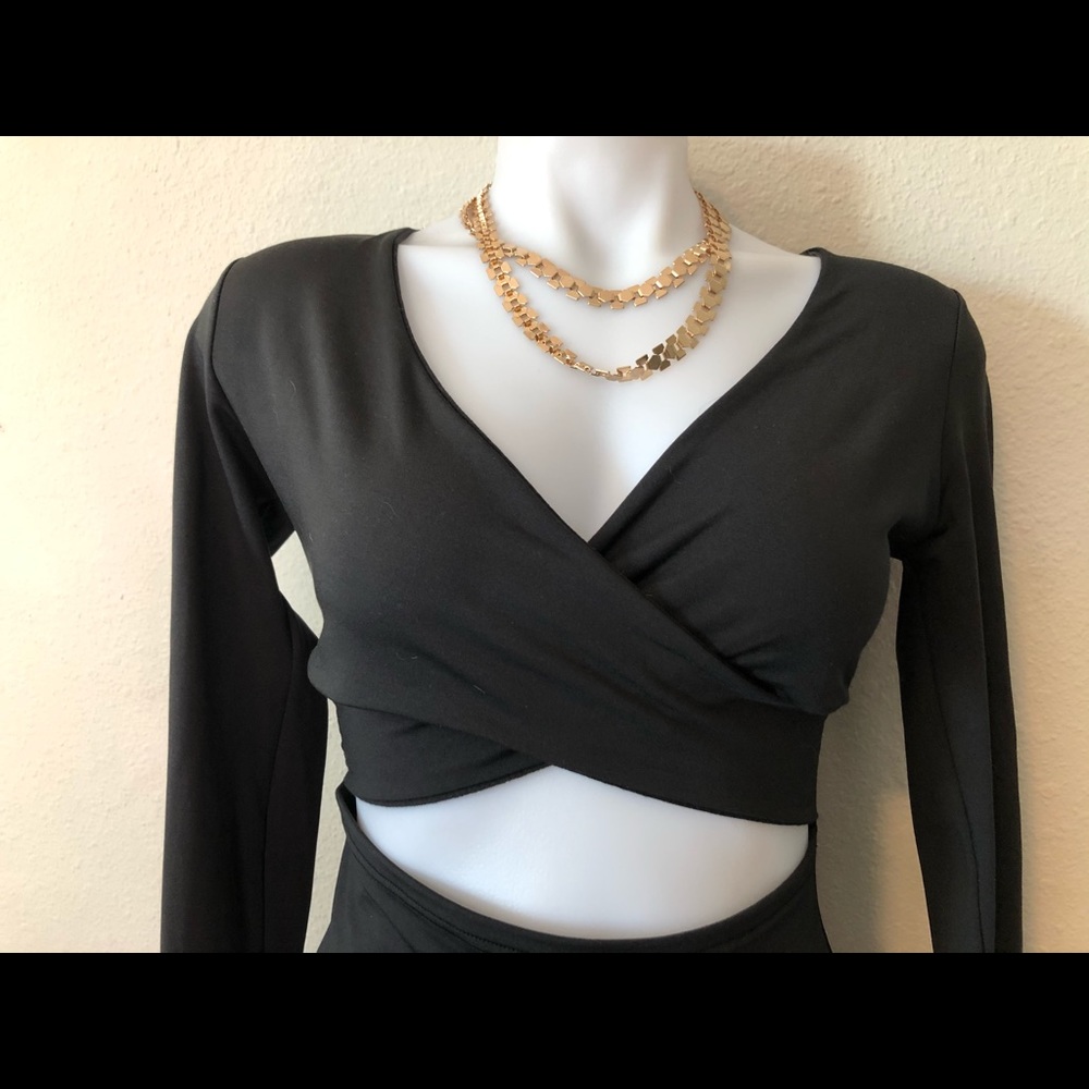 💝Black long sleeve dress midi - Picture 4 of 5